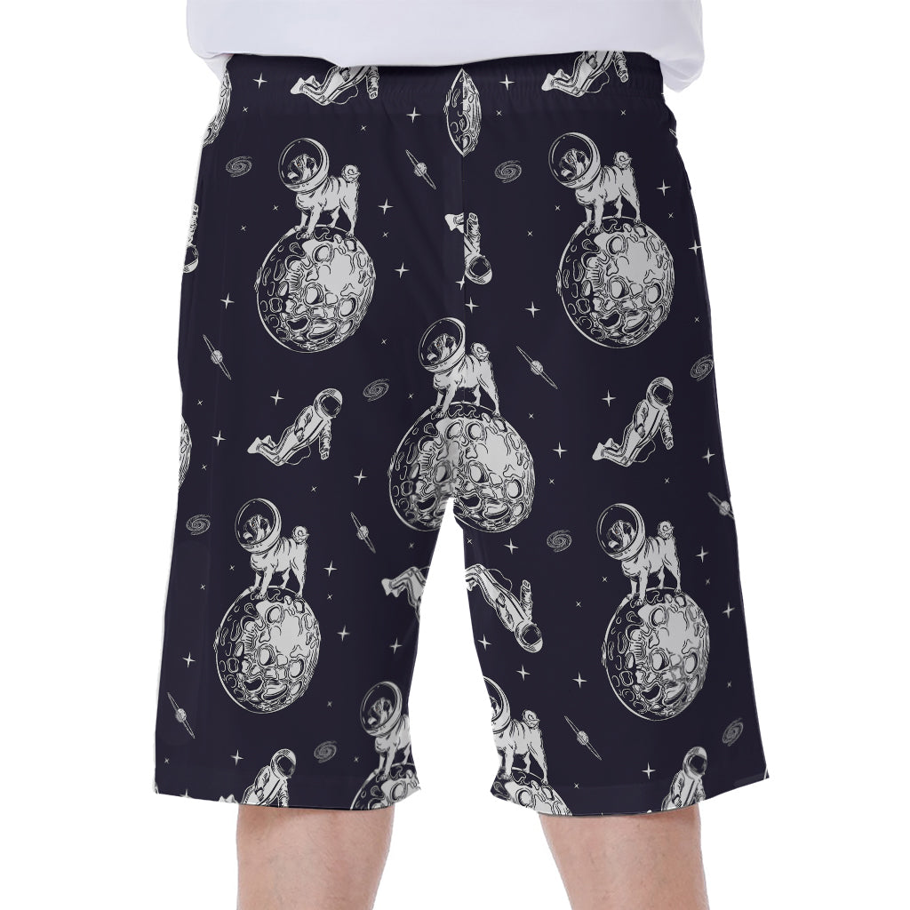 Astronaut Pug In Space Pattern Print Men's Beach Shorts