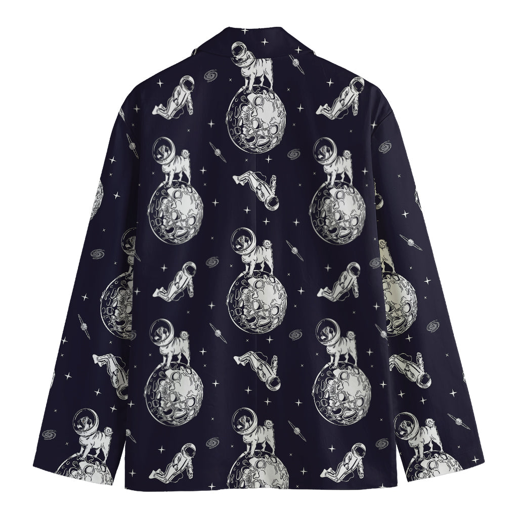 Astronaut Pug In Space Pattern Print Men's Blazer