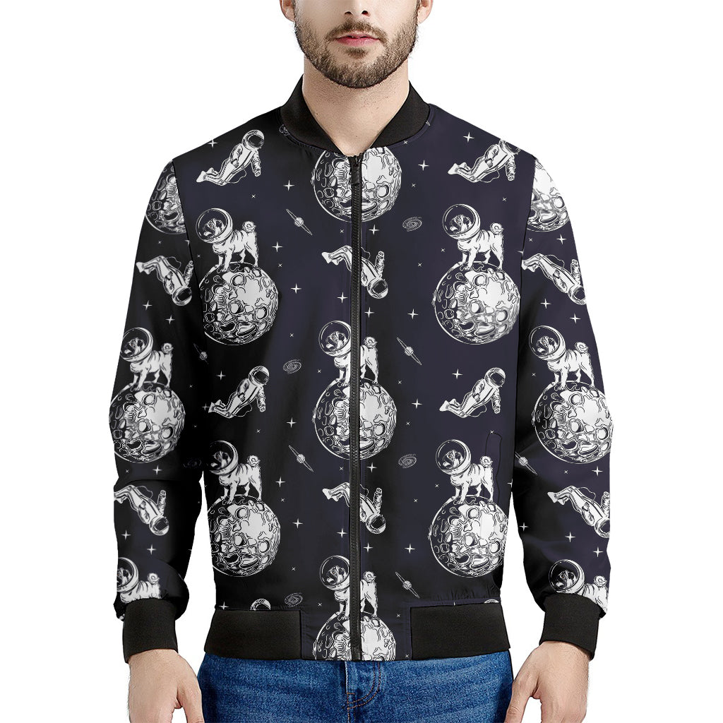 Astronaut Pug In Space Pattern Print Men's Bomber Jacket
