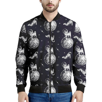 Astronaut Pug In Space Pattern Print Men's Bomber Jacket
