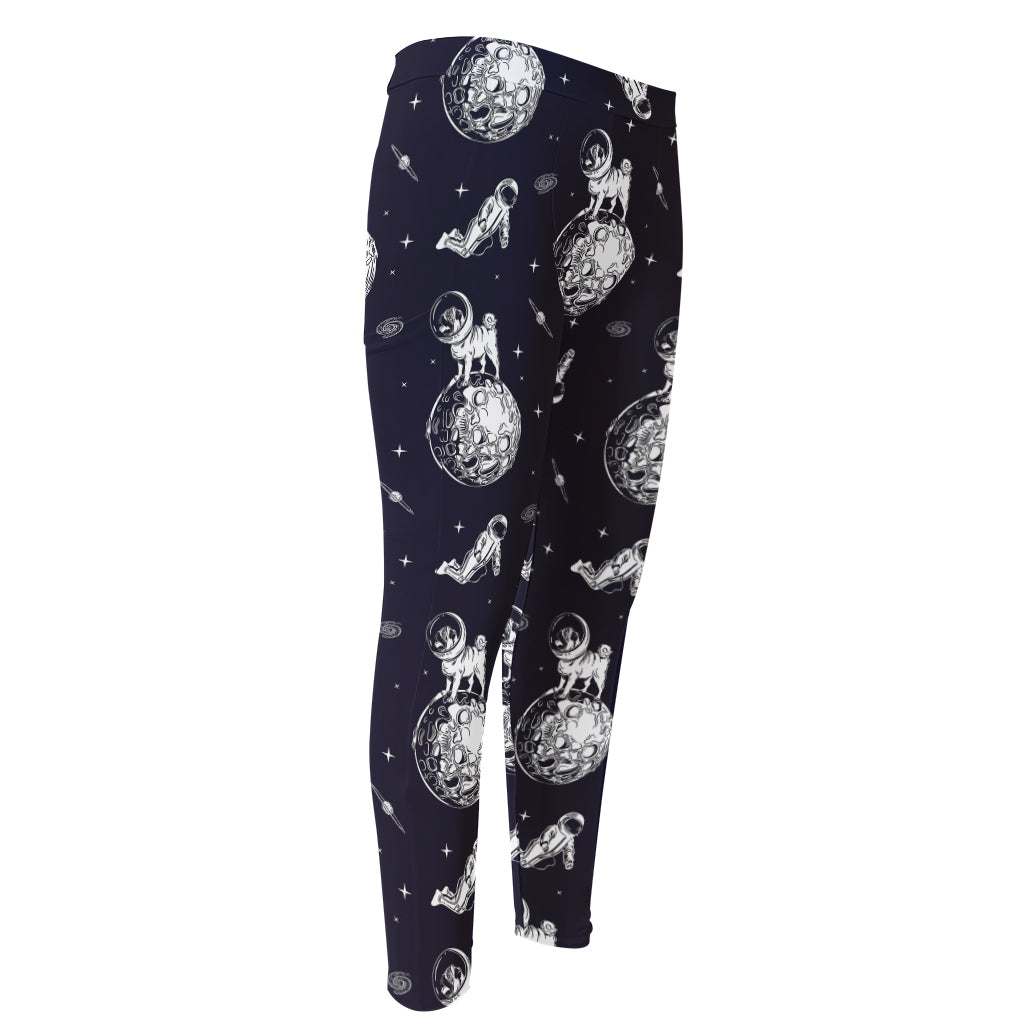 Astronaut Pug In Space Pattern Print Men's Compression Pants