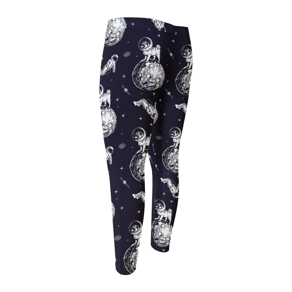 Astronaut Pug In Space Pattern Print Men's Compression Pants