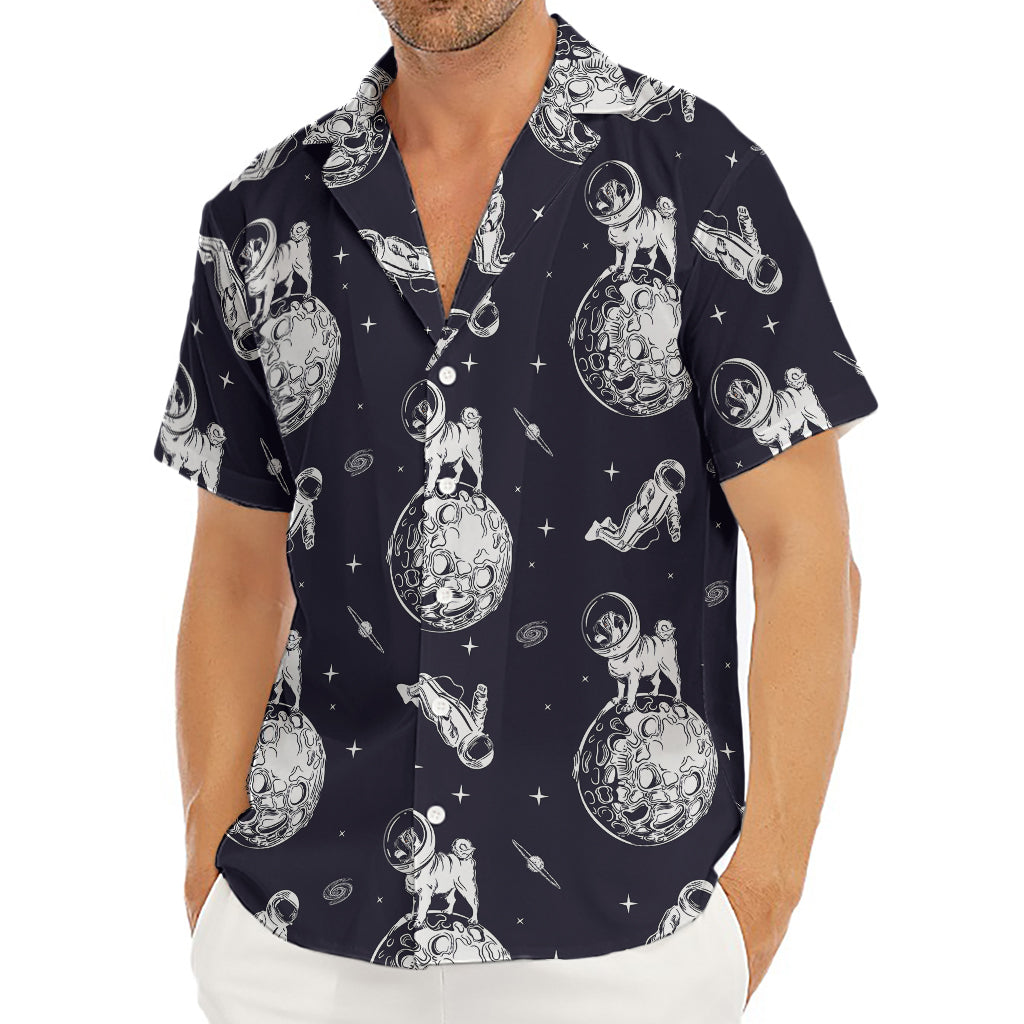 Astronaut Pug In Space Pattern Print Men's Deep V-Neck Shirt