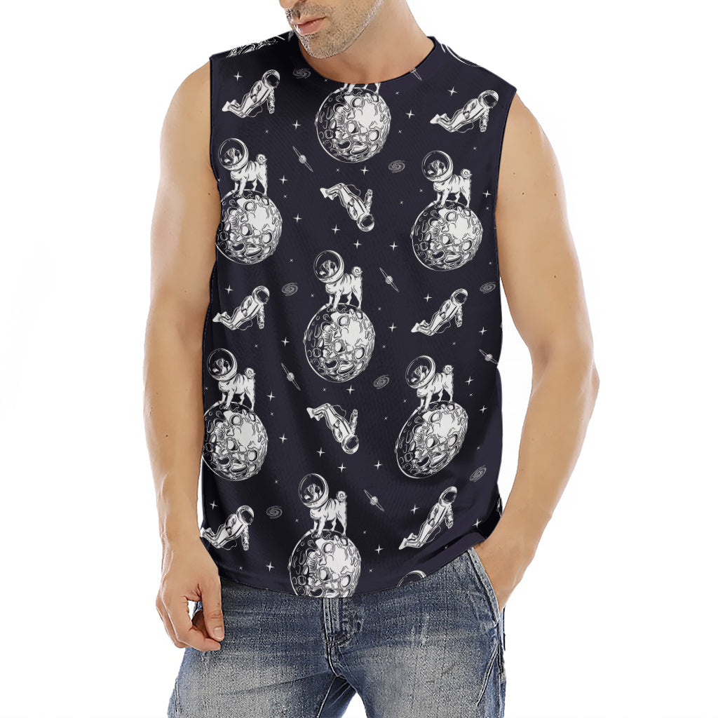 Astronaut Pug In Space Pattern Print Men's Fitness Tank Top