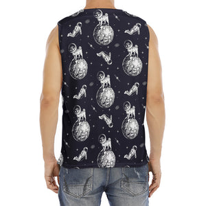 Astronaut Pug In Space Pattern Print Men's Fitness Tank Top