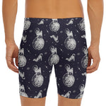 Astronaut Pug In Space Pattern Print Men's Long Boxer Briefs