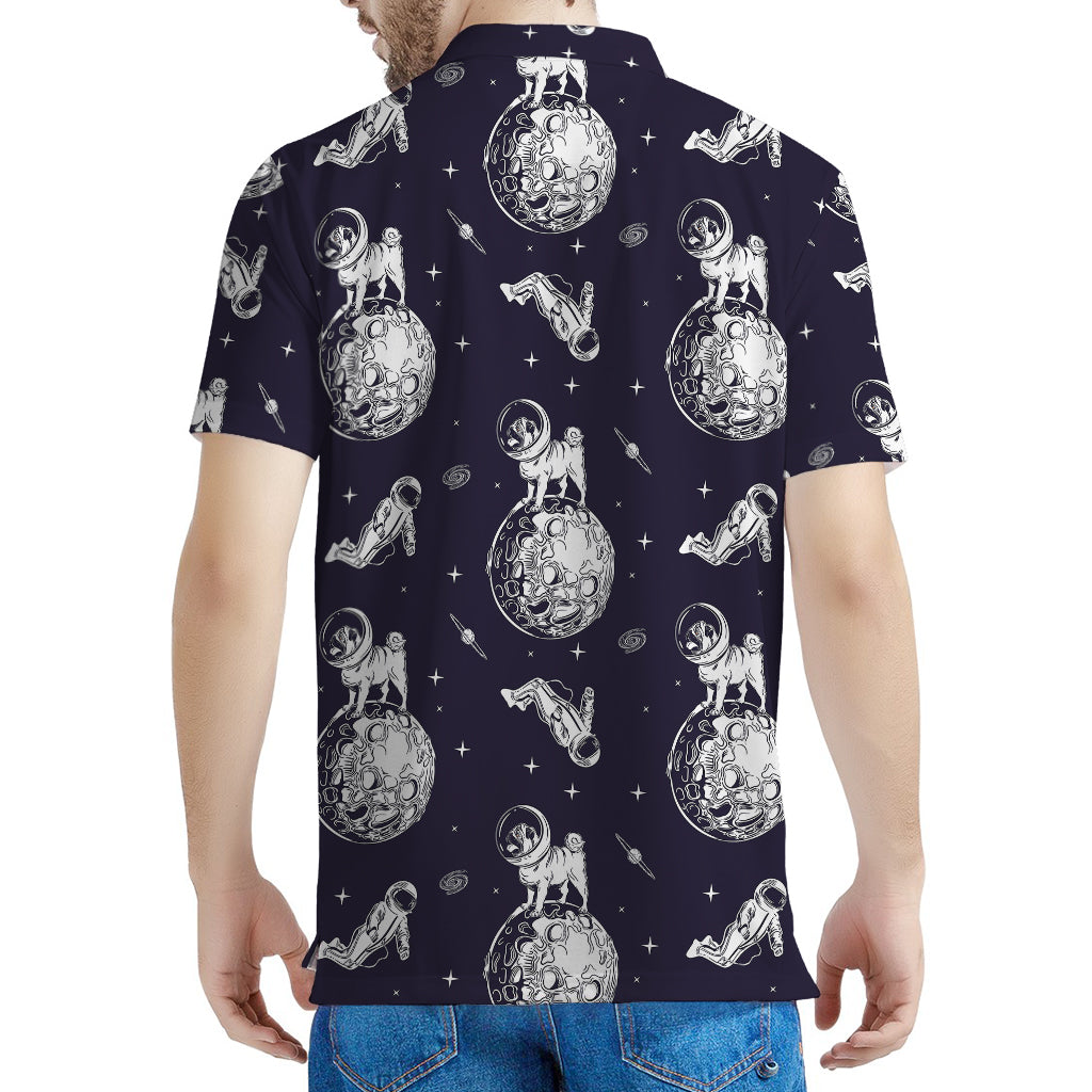Astronaut Pug In Space Pattern Print Men's Polo Shirt