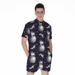 Astronaut Pug In Space Pattern Print Men's Rompers