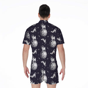 Astronaut Pug In Space Pattern Print Men's Rompers