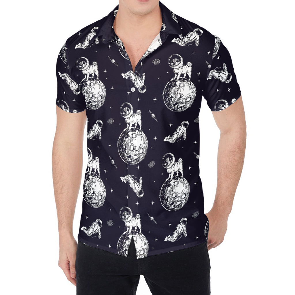 Astronaut Pug In Space Pattern Print Men's Shirt