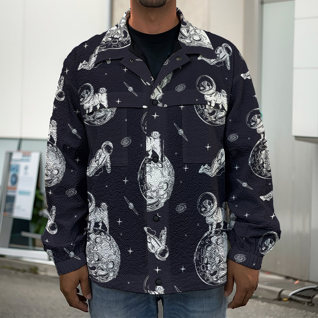 Astronaut Pug In Space Pattern Print Men's Shirt Jacket