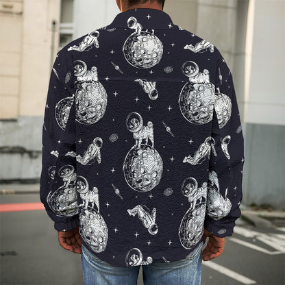 Astronaut Pug In Space Pattern Print Men's Shirt Jacket