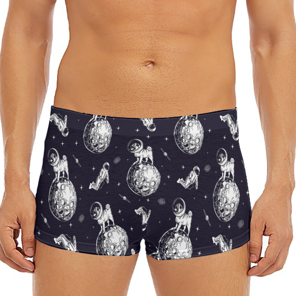 Astronaut Pug In Space Pattern Print Men's Short Boxer Briefs