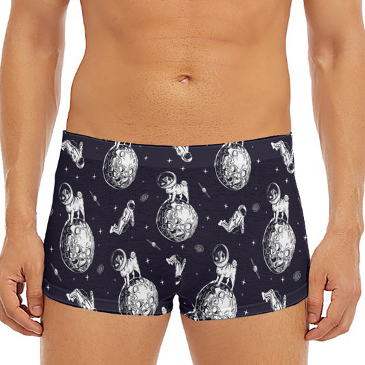 Astronaut Pug In Space Pattern Print Men's Short Boxer Briefs