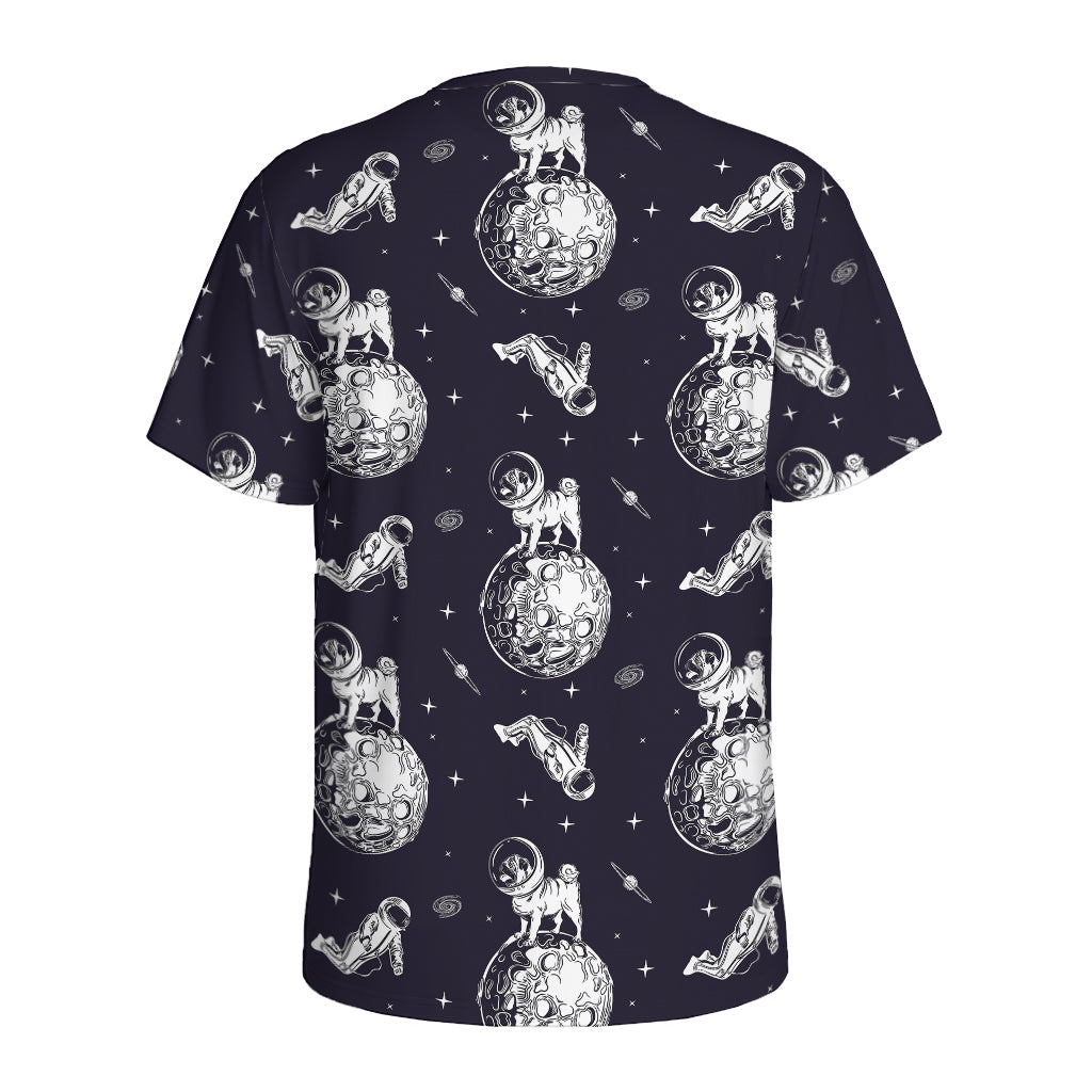 Astronaut Pug In Space Pattern Print Men's Sports T-Shirt