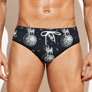 Astronaut Pug In Space Pattern Print Men's Swim Briefs