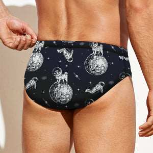 Astronaut Pug In Space Pattern Print Men's Swim Briefs