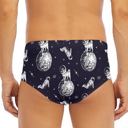 Astronaut Pug In Space Pattern Print Men's Triangle Swim Briefs