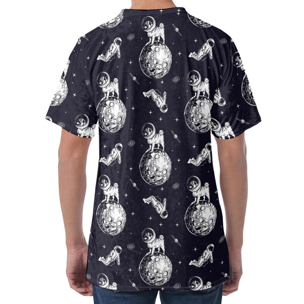Astronaut Pug In Space Pattern Print Men's Velvet T-Shirt
