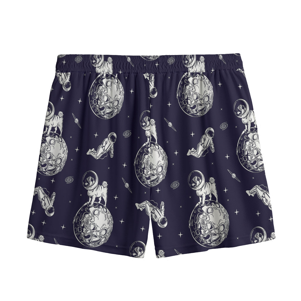 Astronaut Pug In Space Pattern Print Mesh Shorts