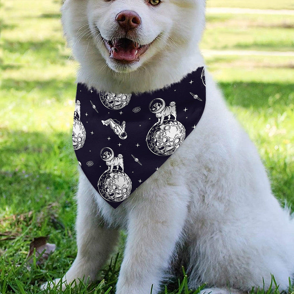 Astronaut Pug In Space Pattern Print Over The Collar Dog Bandana