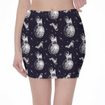 Astronaut Pug In Space Pattern Print Pencil Mini Skirt