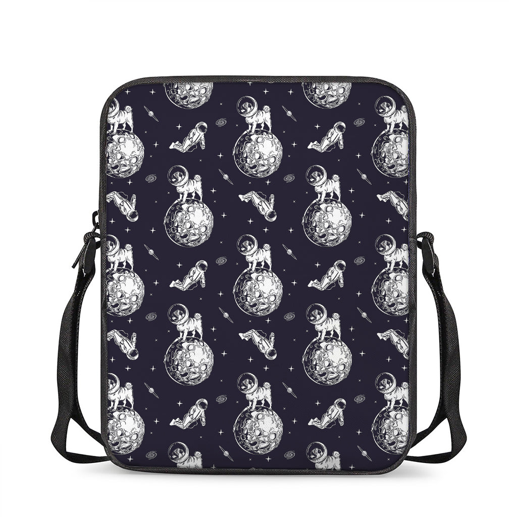 Astronaut Pug In Space Pattern Print Rectangular Crossbody Bag