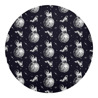 Astronaut Pug In Space Pattern Print Round Blanket