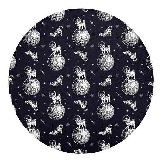 Astronaut Pug In Space Pattern Print Round Blanket