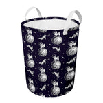 Astronaut Pug In Space Pattern Print Round Laundry Basket