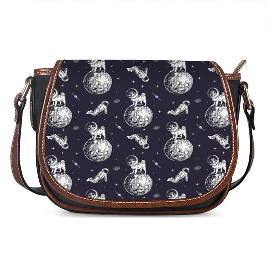 Astronaut Pug In Space Pattern Print Saddle Bag