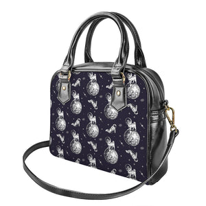 Astronaut Pug In Space Pattern Print Shoulder Handbag