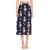 Astronaut Pug In Space Pattern Print Side Slit Midi Skirt