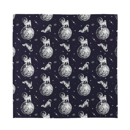Astronaut Pug In Space Pattern Print Silk Bandana