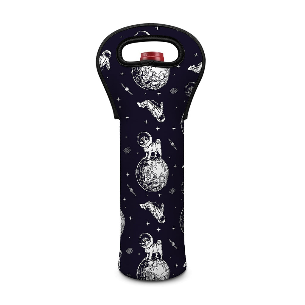 Astronaut Pug In Space Pattern Print Single Neoprene Wine Tote