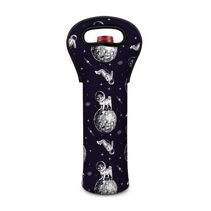Astronaut Pug In Space Pattern Print Single Neoprene Wine Tote