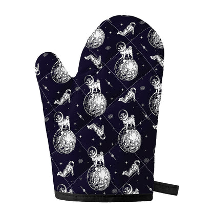 Astronaut Pug In Space Pattern Print Single Oven Mitt