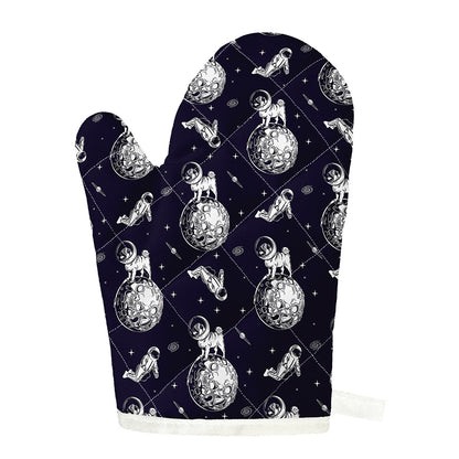 Astronaut Pug In Space Pattern Print Single Oven Mitt