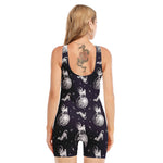 Astronaut Pug In Space Pattern Print Sleeveless One Piece Swimsuit