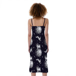 Astronaut Pug In Space Pattern Print Slim Fit Midi Cami Dress