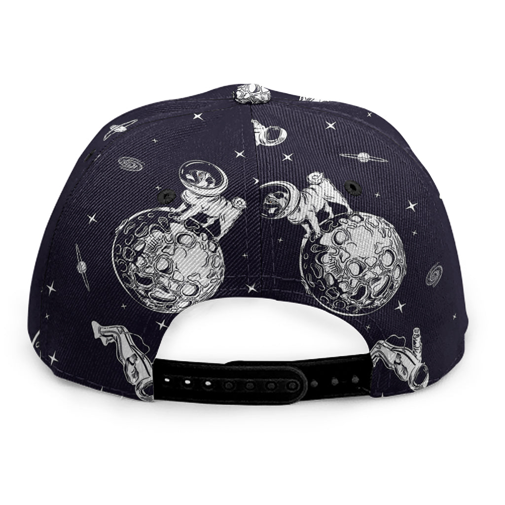 Astronaut Pug In Space Pattern Print Snapback Cap