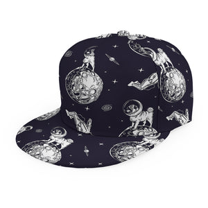 Astronaut Pug In Space Pattern Print Snapback Cap