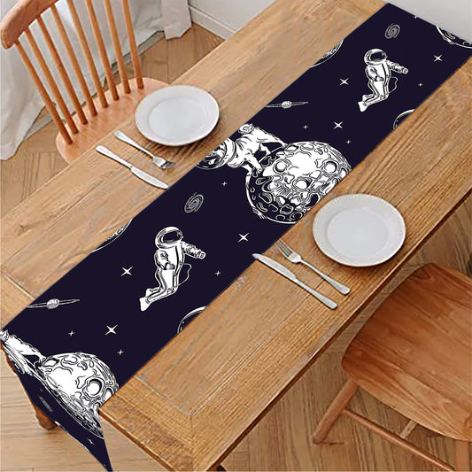 Astronaut Pug In Space Pattern Print Table Runner