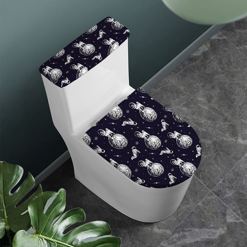 Astronaut Pug In Space Pattern Print Toilet Lid And Tank Cover Set