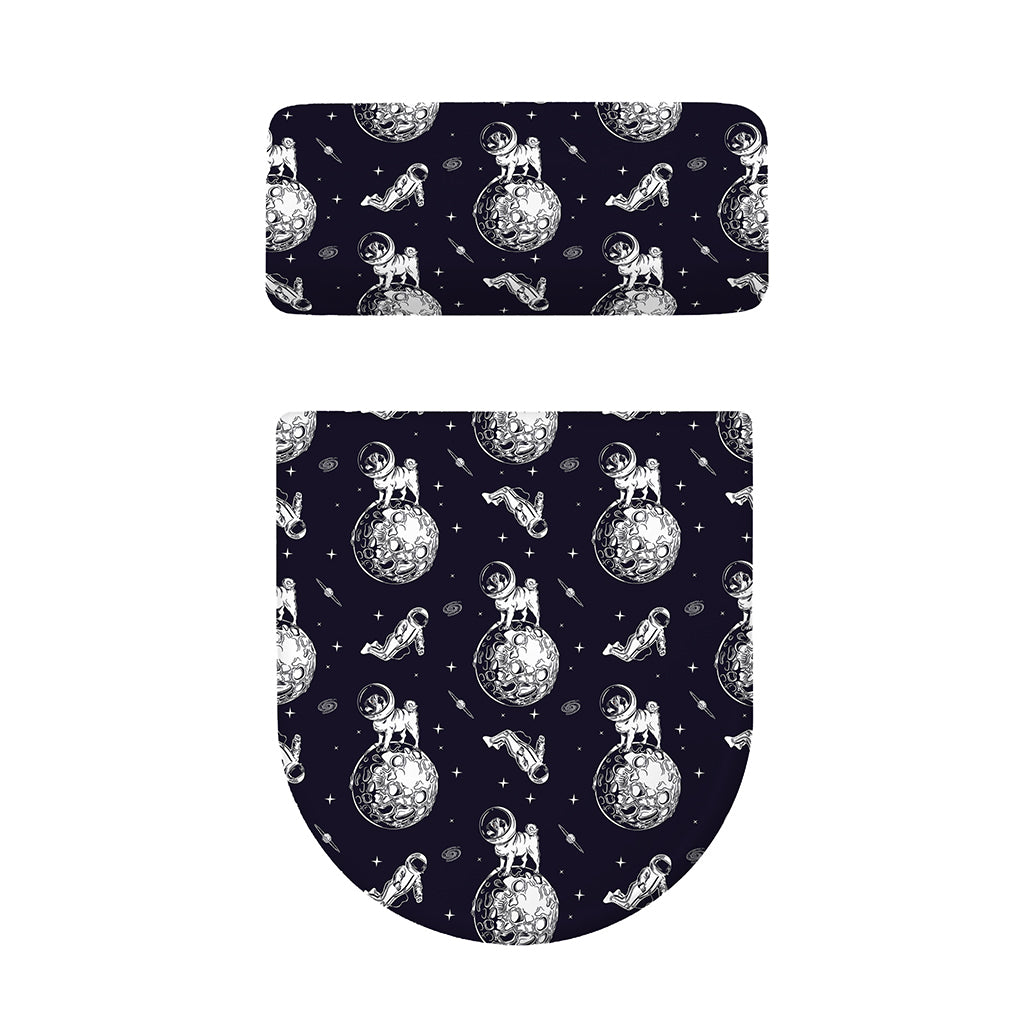 Astronaut Pug In Space Pattern Print Toilet Lid And Tank Cover Set