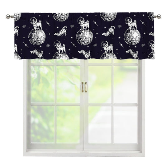 Astronaut Pug In Space Pattern Print Window Valance