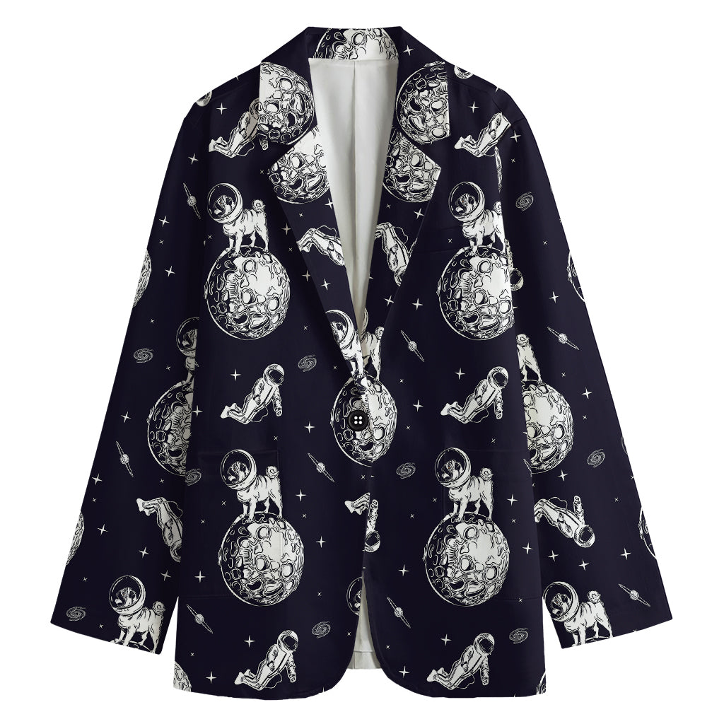 Astronaut Pug In Space Pattern Print Women's Blazer