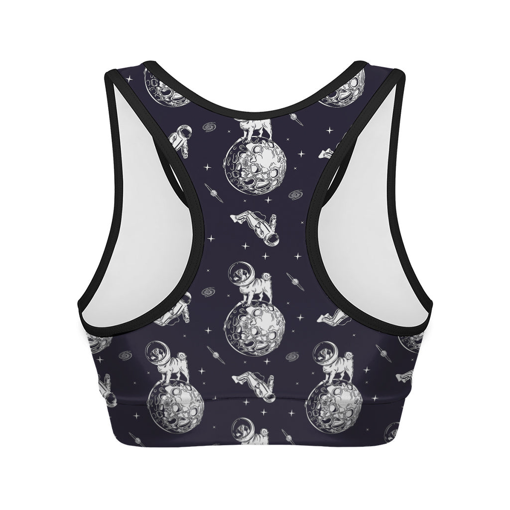 Astronaut Pug In Space Pattern Print Women's Sports Bra