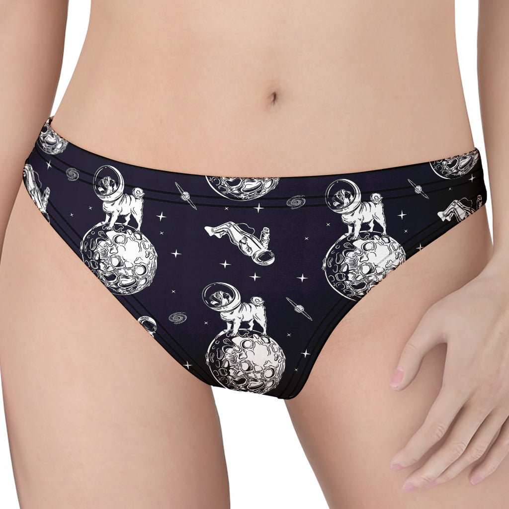 Astronaut Pug In Space Pattern Print Women's Thong