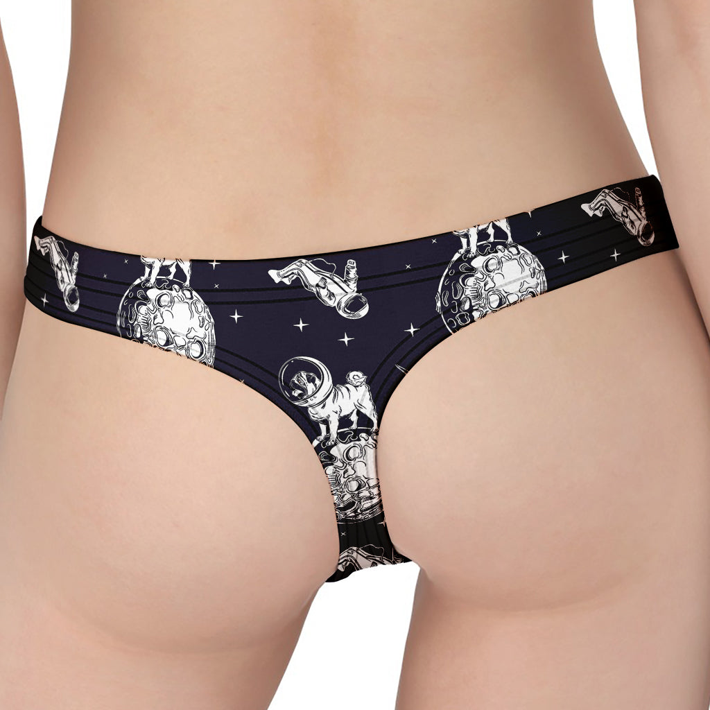 Astronaut Pug In Space Pattern Print Women's Thong